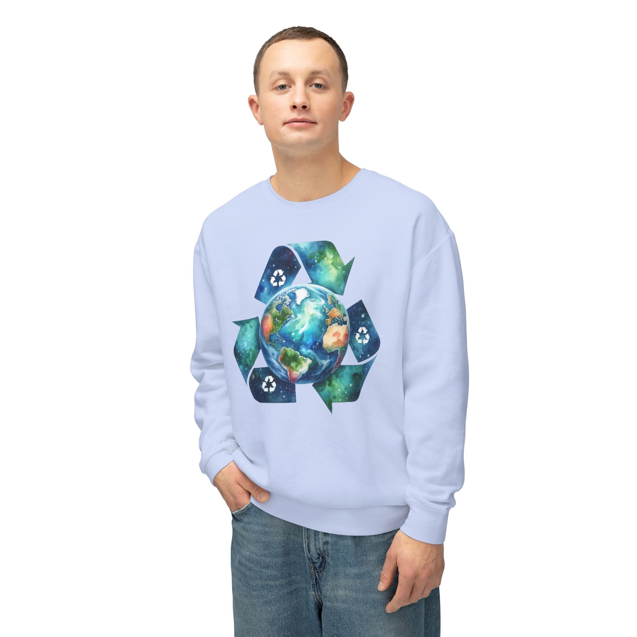 Eco-Friendly Earth Design Unisex Lightweight Crewneck Sweatshirt