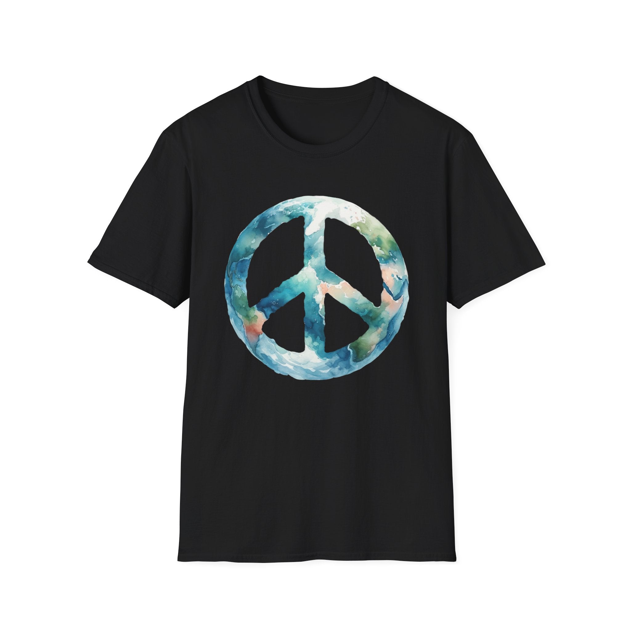 Earth Peace Sign Unisex T-Shirt - Watercolor Planet-Inspired