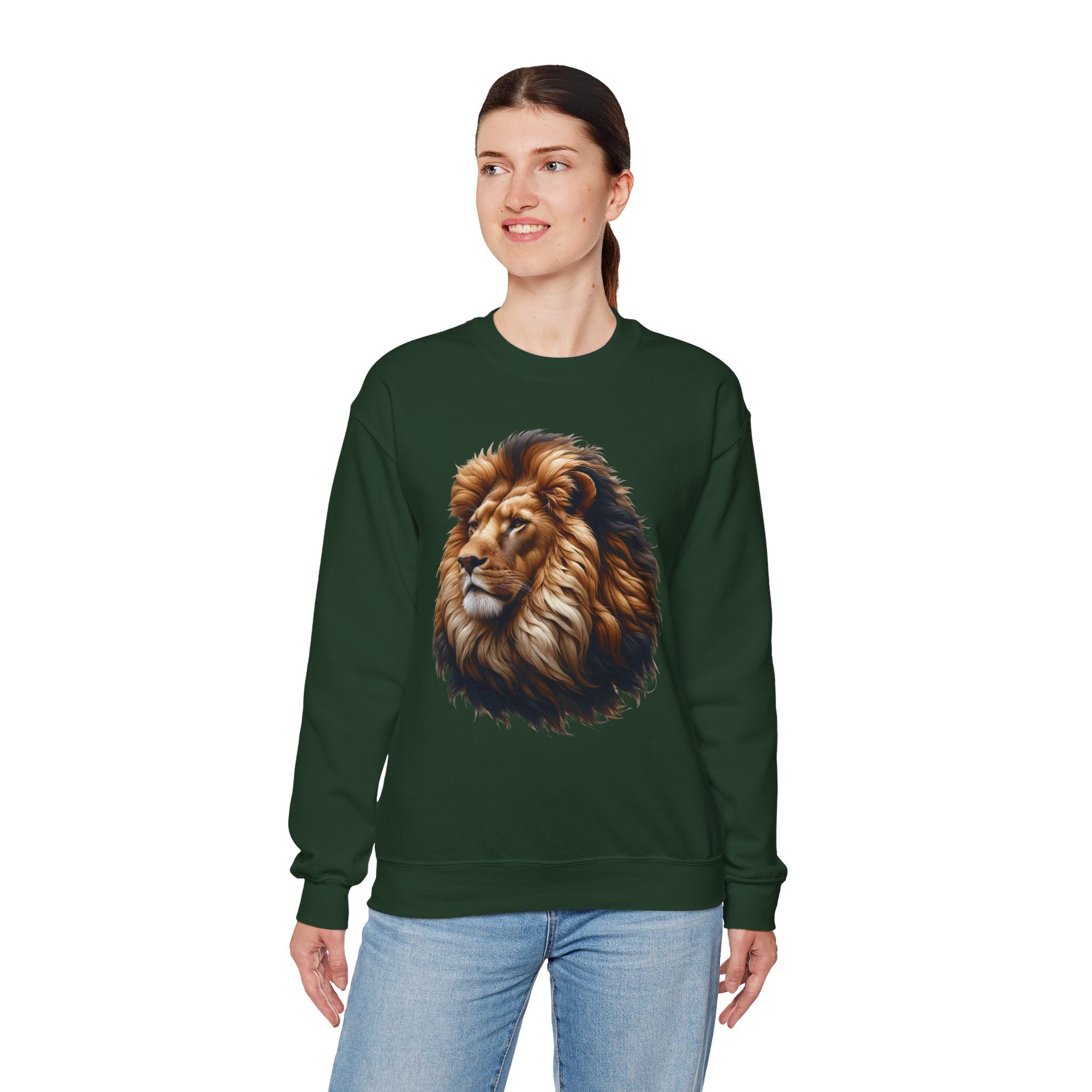 Lion Design Crewneck Sweatshirt - Relaxed Comfort for Animal Lovers