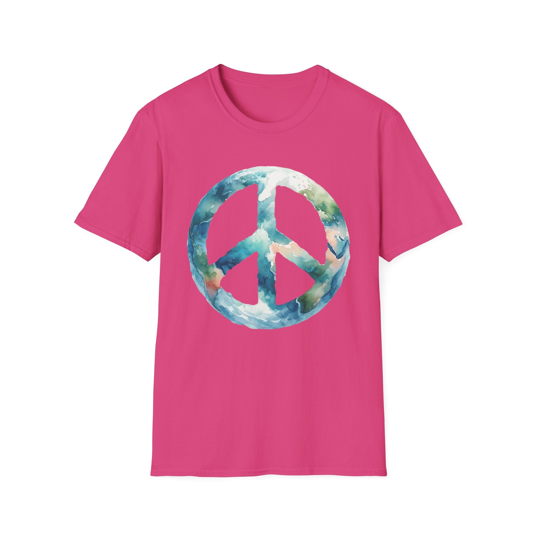Earth Peace Sign Unisex T-Shirt - Watercolor Planet-Inspired