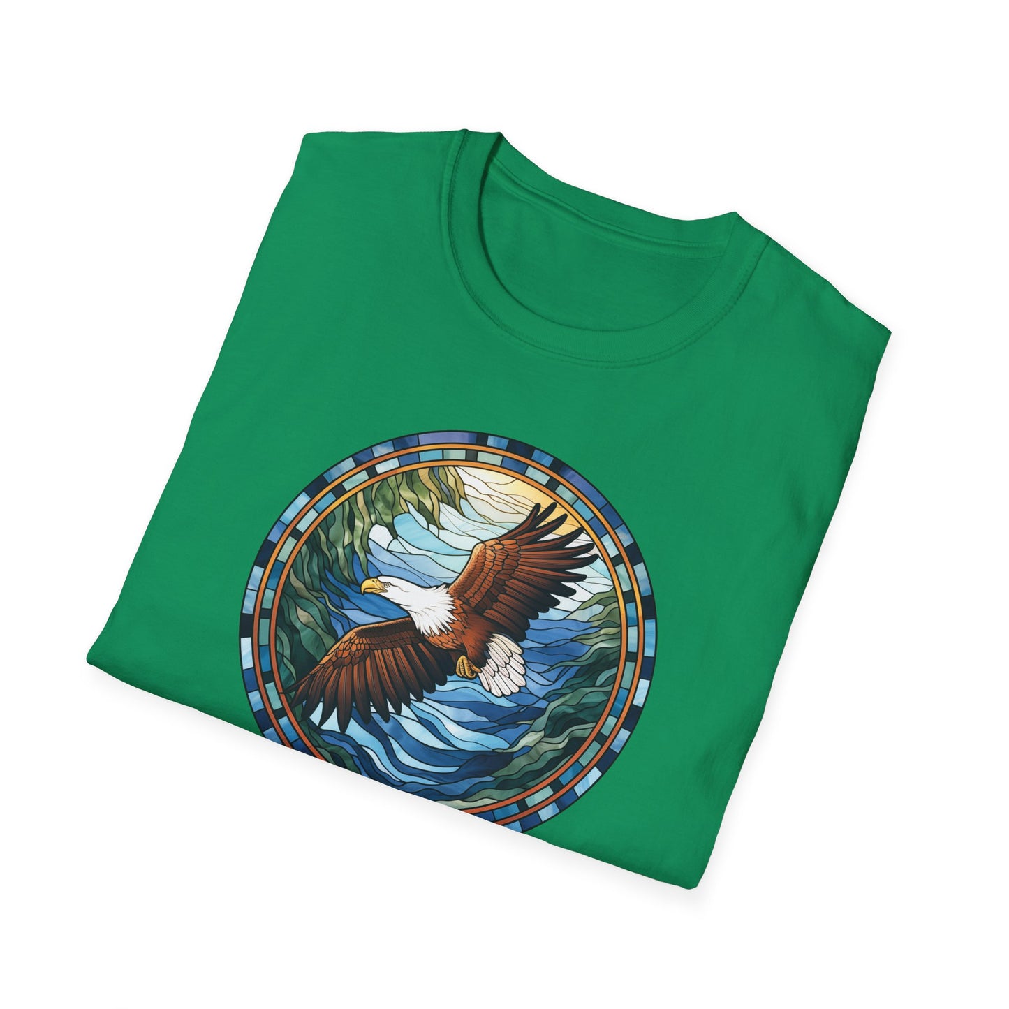 Eagle in Flight Unisex Softstyle T-Shirt - Nature-Inspired Graphic Tee for Outdoor Lovers