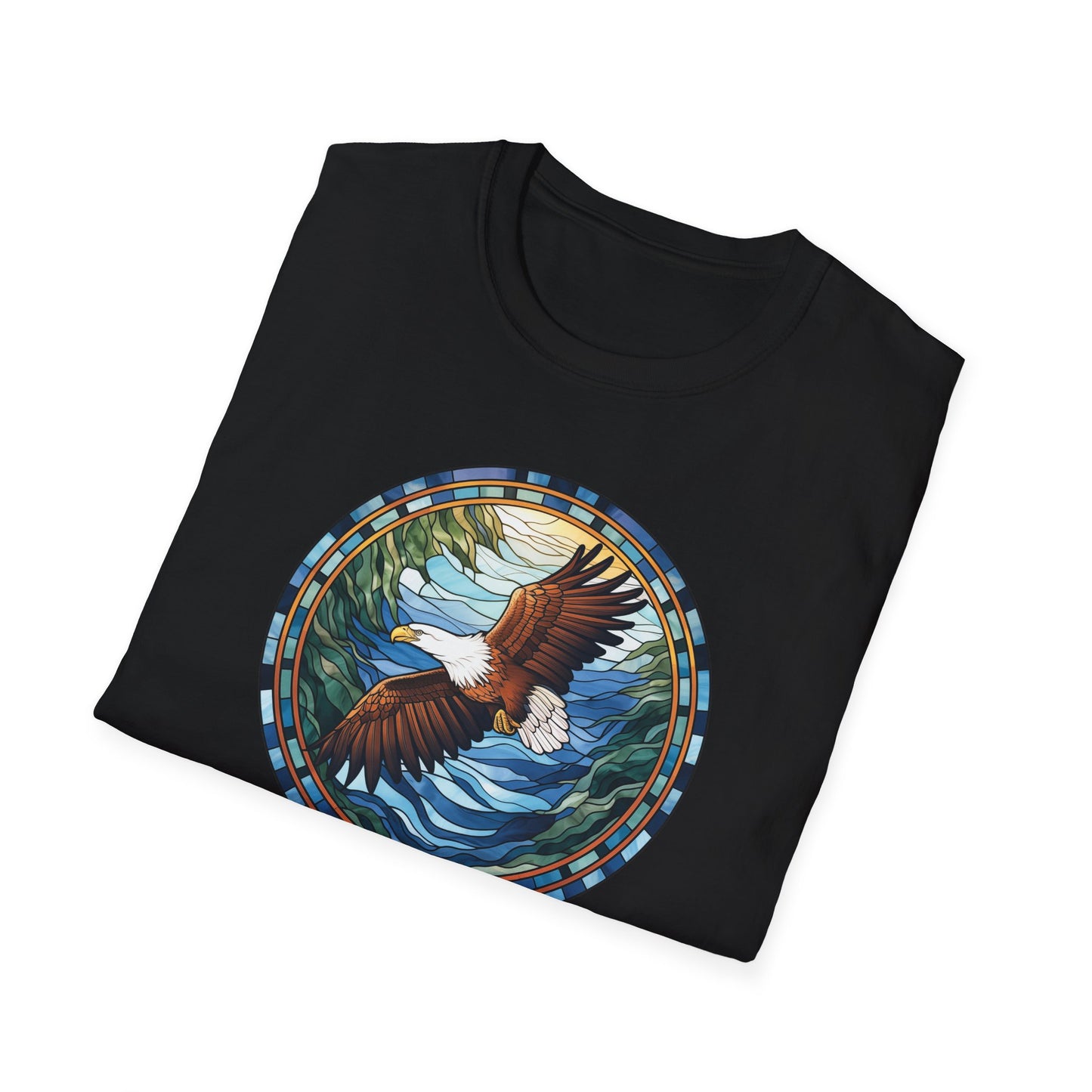 Eagle in Flight Unisex Softstyle T-Shirt - Nature-Inspired Graphic Tee for Outdoor Lovers