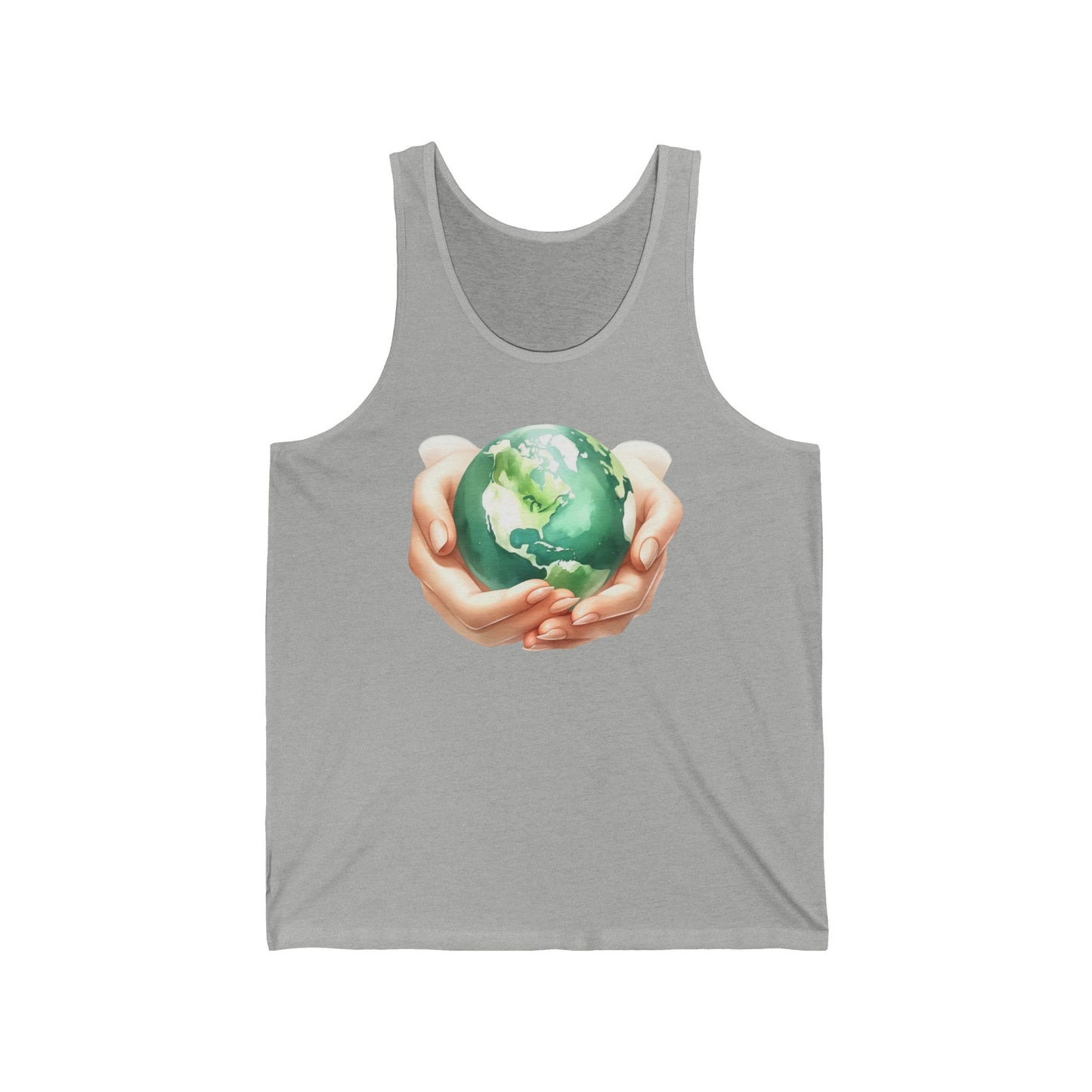 Unisex Jersey Tank with Earth Graphic - Eco-Friendly Apparel for Nature Lovers
