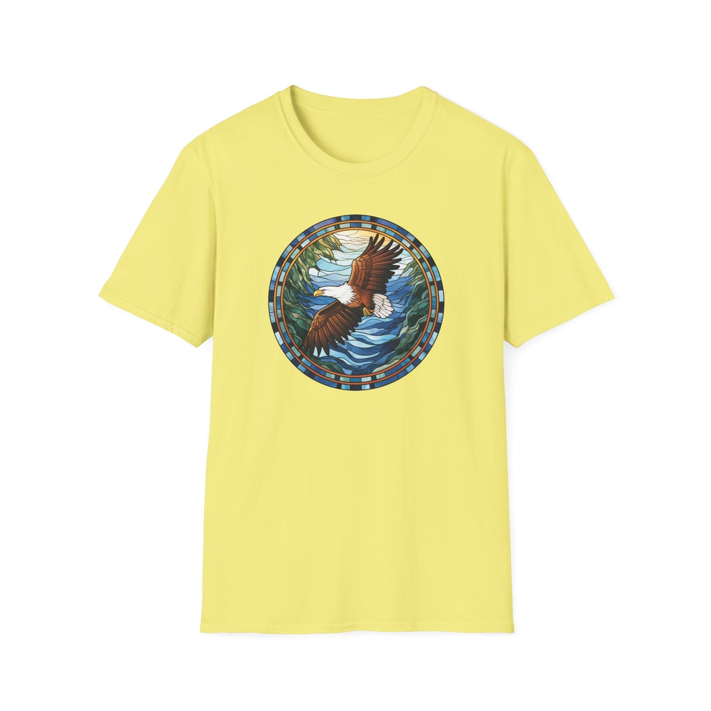 Eagle in Flight Unisex Softstyle T-Shirt - Nature-Inspired Graphic Tee for Outdoor Lovers