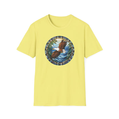 Eagle in Flight Unisex Softstyle T-Shirt - Nature-Inspired Graphic Tee for Outdoor Lovers