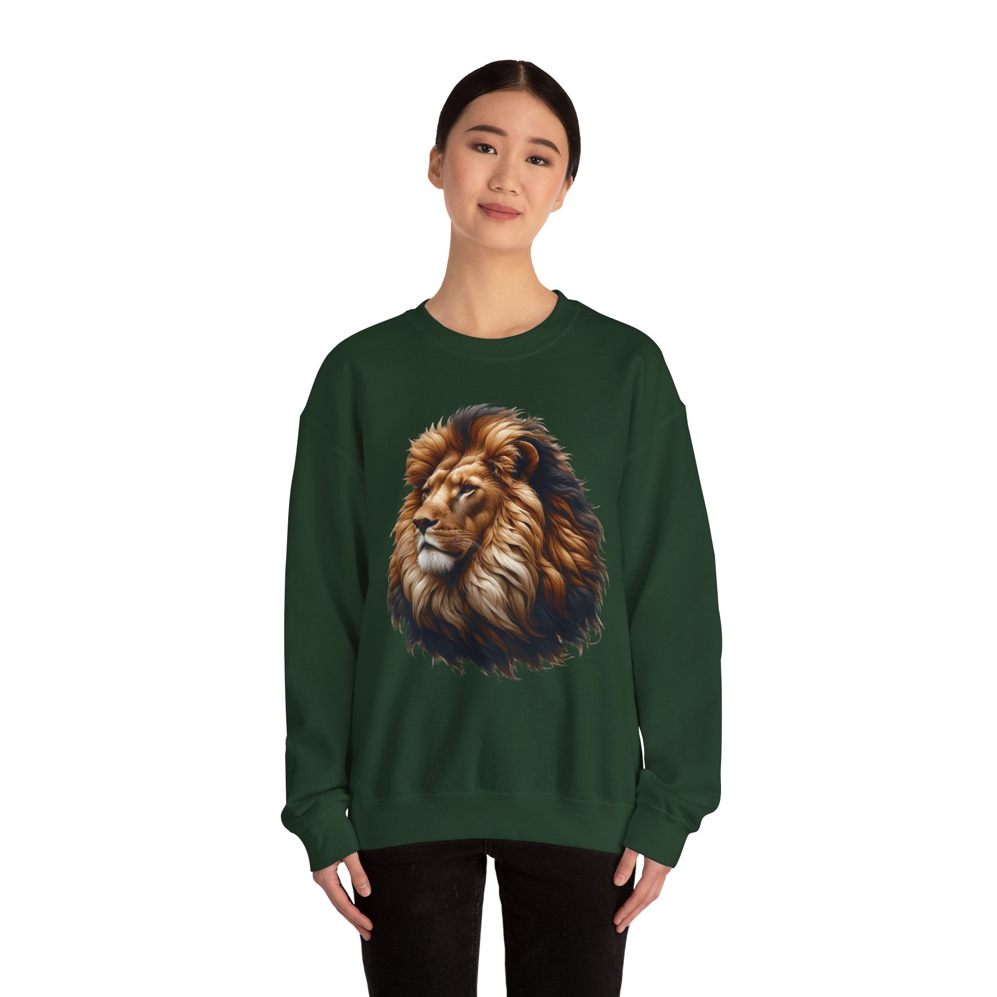 Lion Design Crewneck Sweatshirt - Relaxed Comfort for Animal Lovers