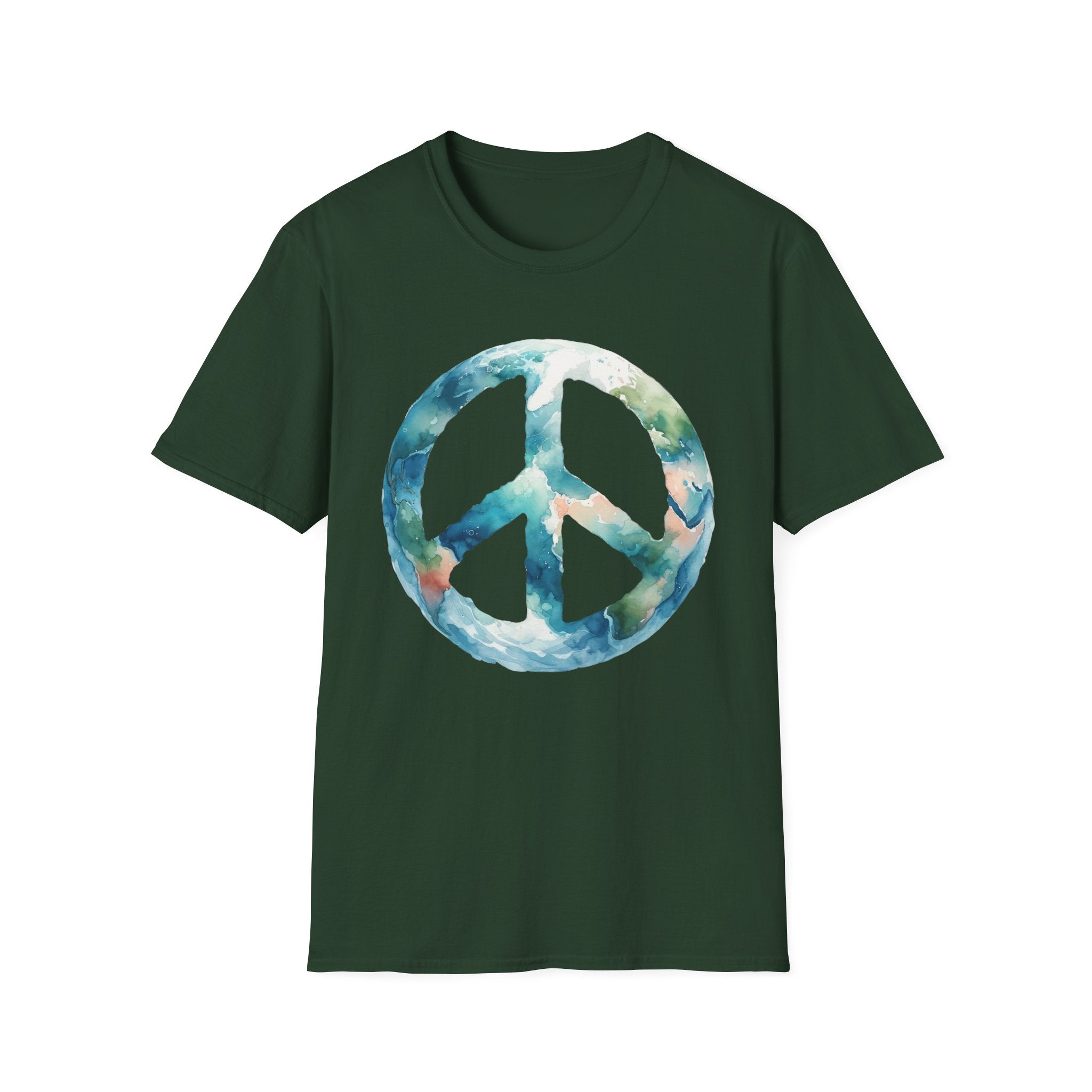 Earth Peace Sign Unisex T-Shirt - Watercolor Planet-Inspired
