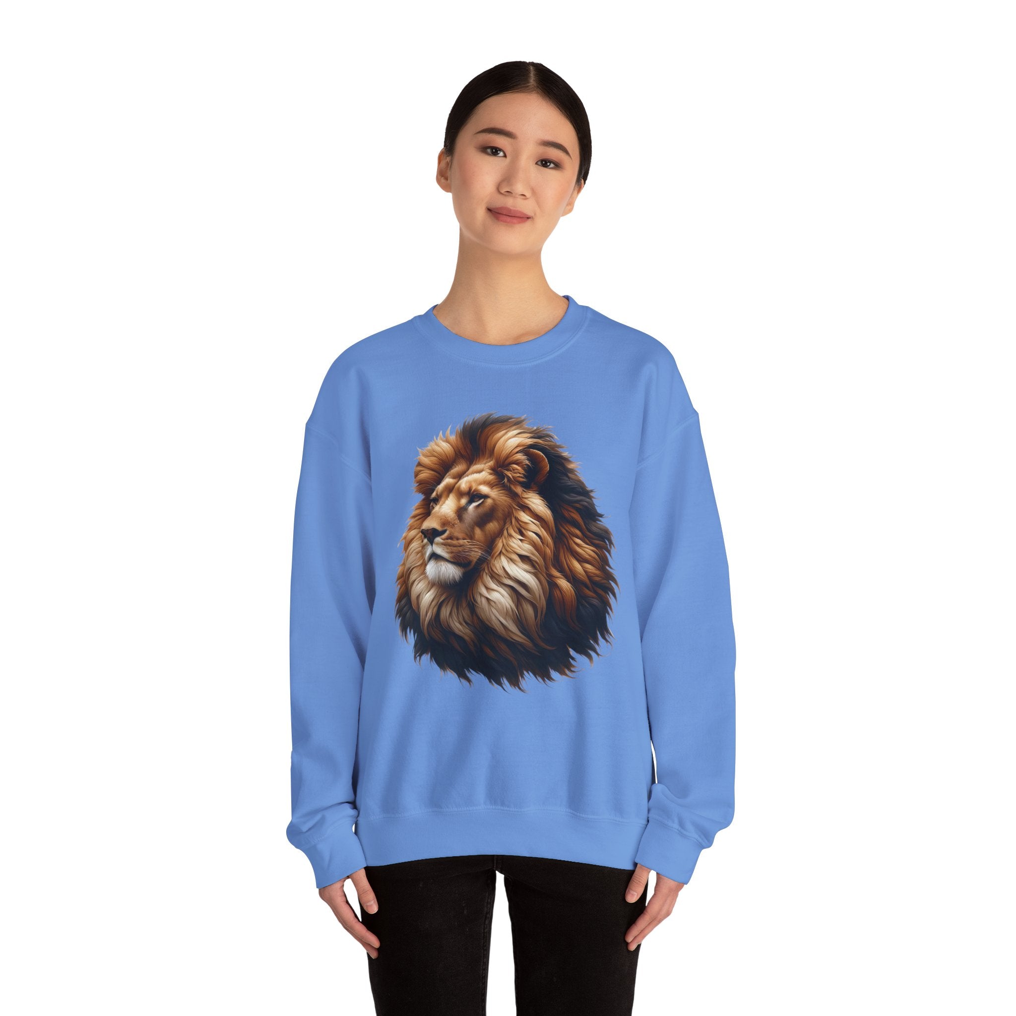 Lion Design Crewneck Sweatshirt - Relaxed Comfort for Animal Lovers