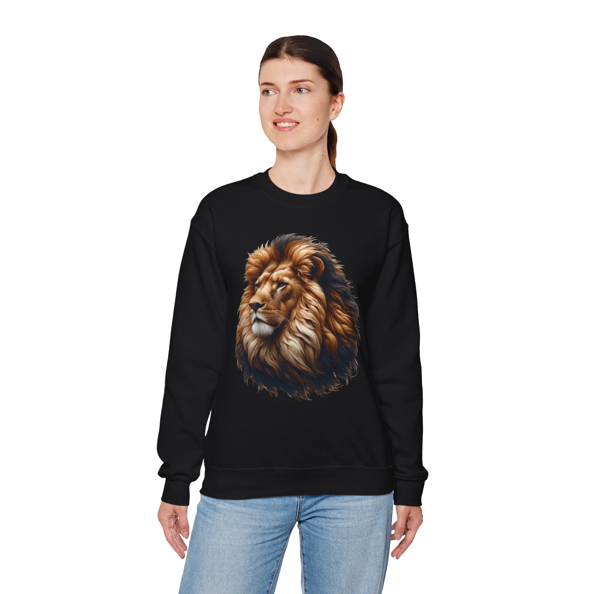 Lion Design Crewneck Sweatshirt - Relaxed Comfort for Animal Lovers