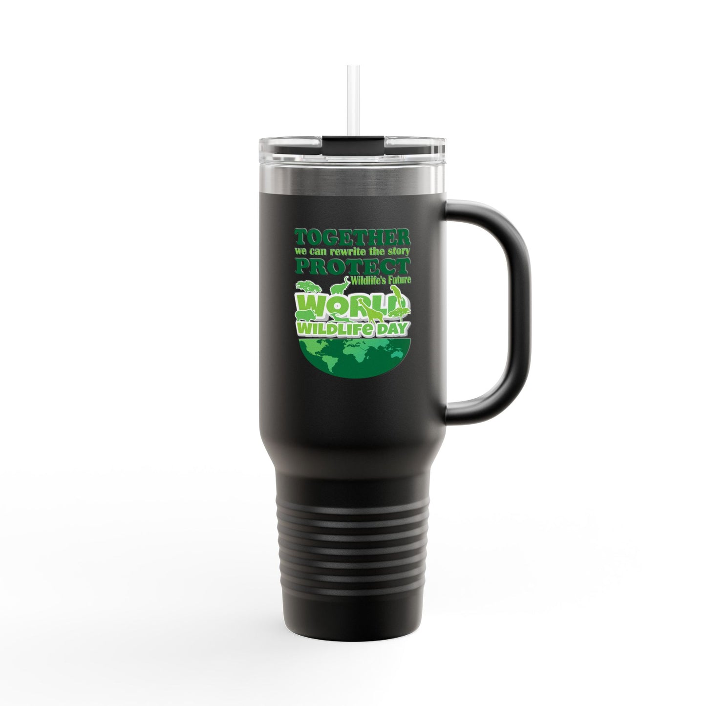 Eco-Friendly Insulated Travel Mug 40oz - World Wildlife Day Design