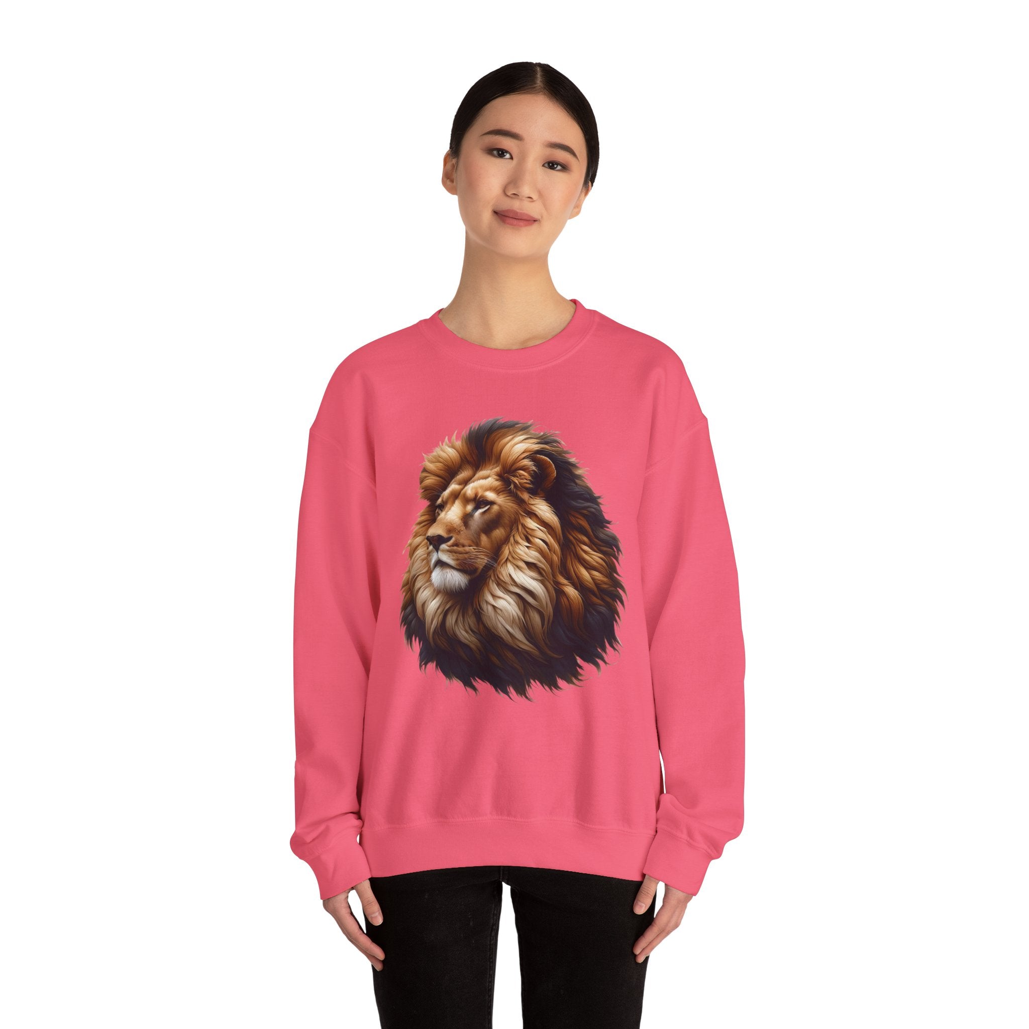Lion Design Crewneck Sweatshirt - Relaxed Comfort for Animal Lovers