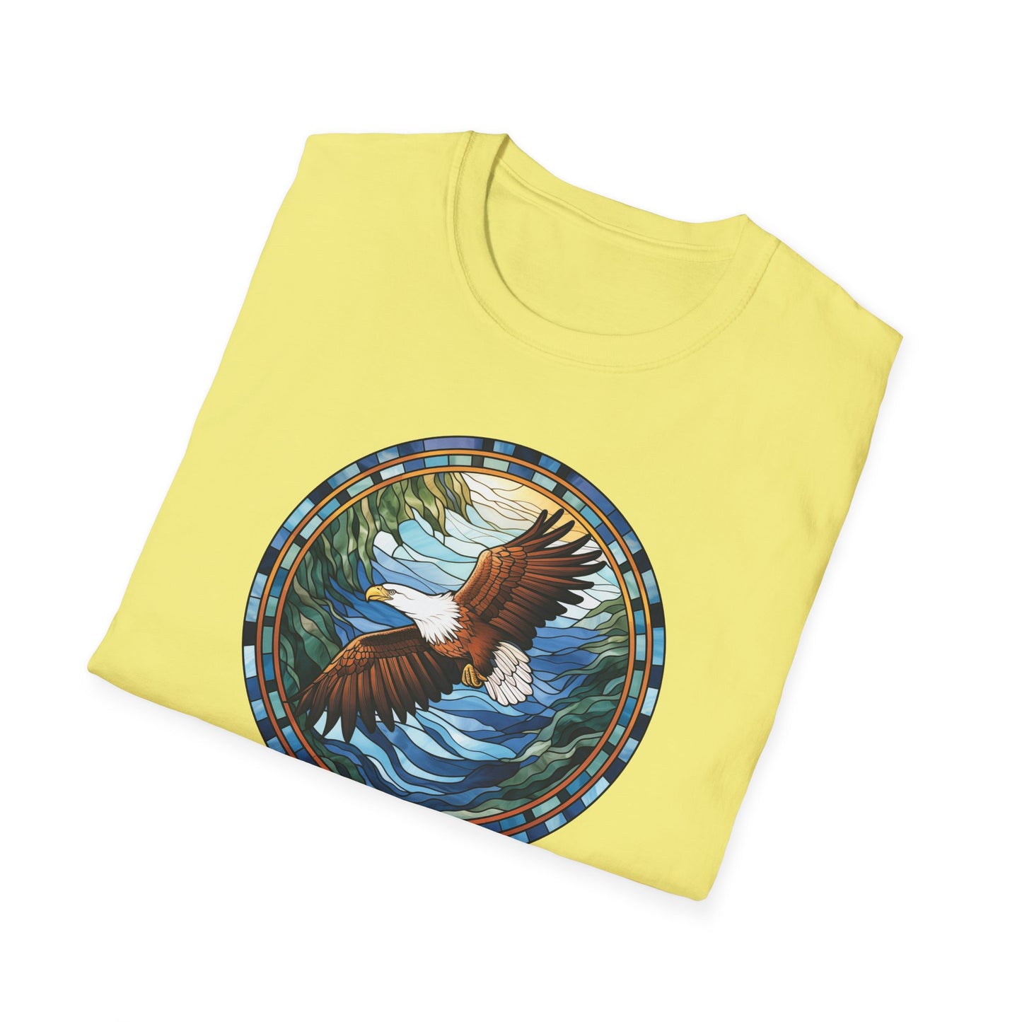 Eagle in Flight Unisex Softstyle T-Shirt - Nature-Inspired Graphic Tee for Outdoor Lovers