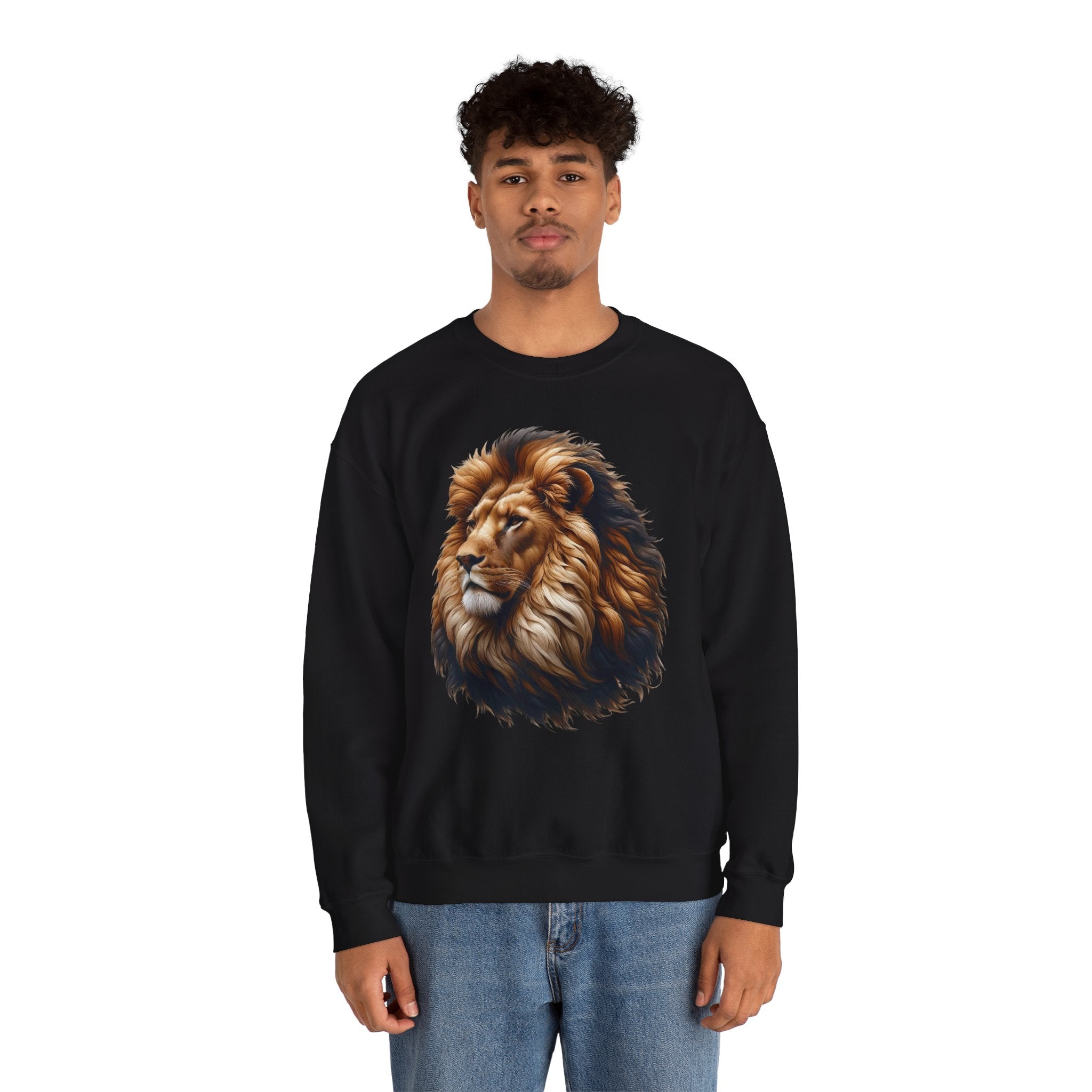Lion Design Crewneck Sweatshirt - Relaxed Comfort for Animal Lovers