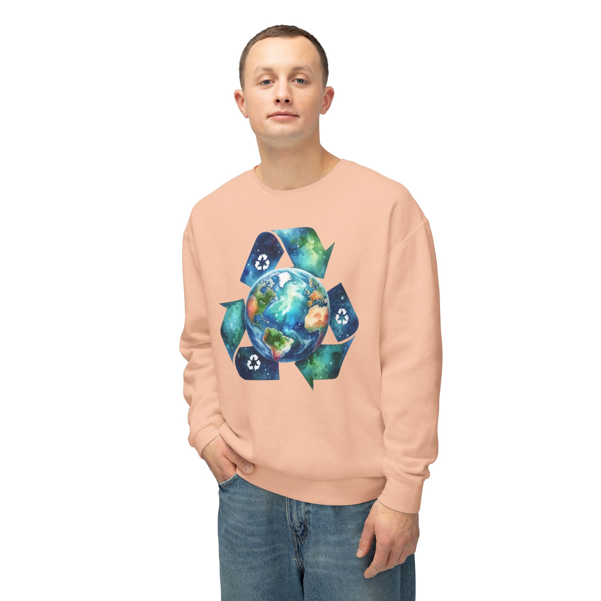 Eco-Friendly Earth Design Unisex Lightweight Crewneck Sweatshirt