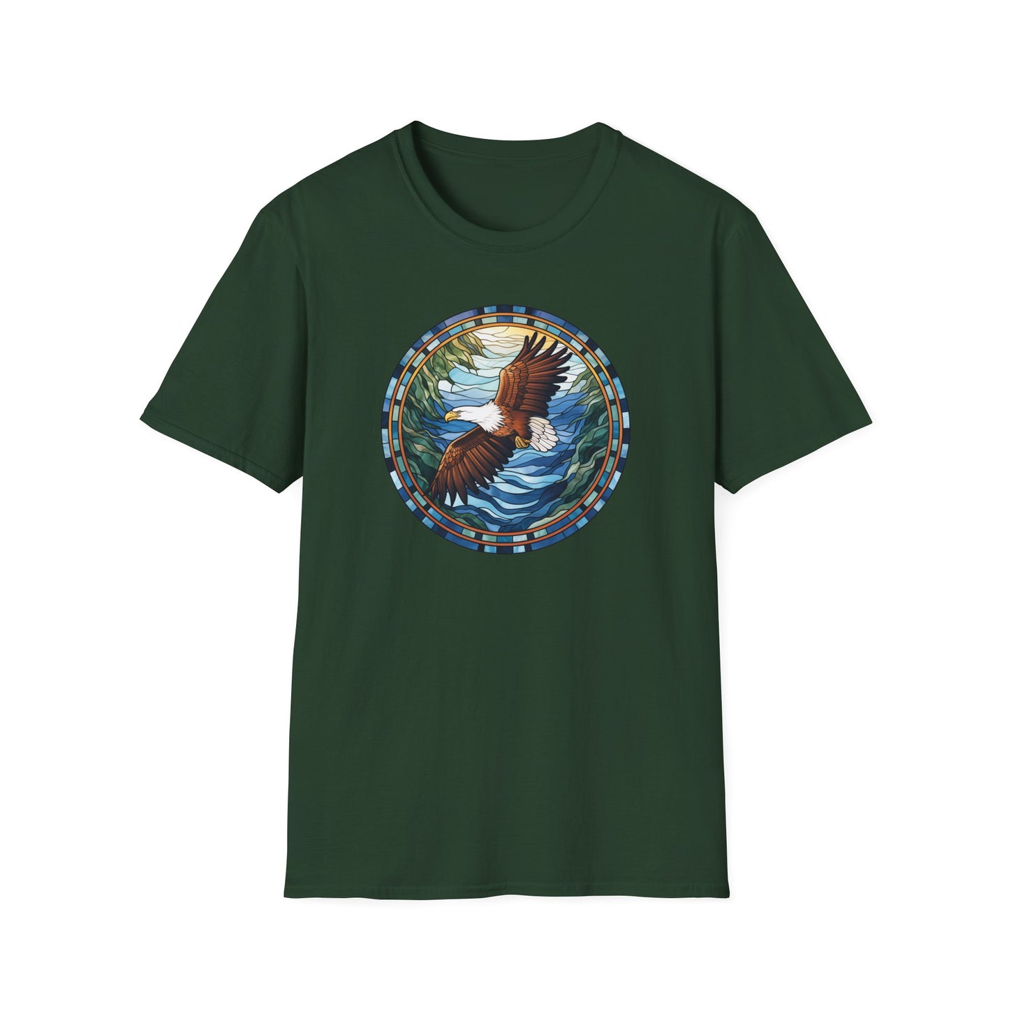 Eagle in Flight Unisex Softstyle T-Shirt - Nature-Inspired Graphic Tee for Outdoor Lovers