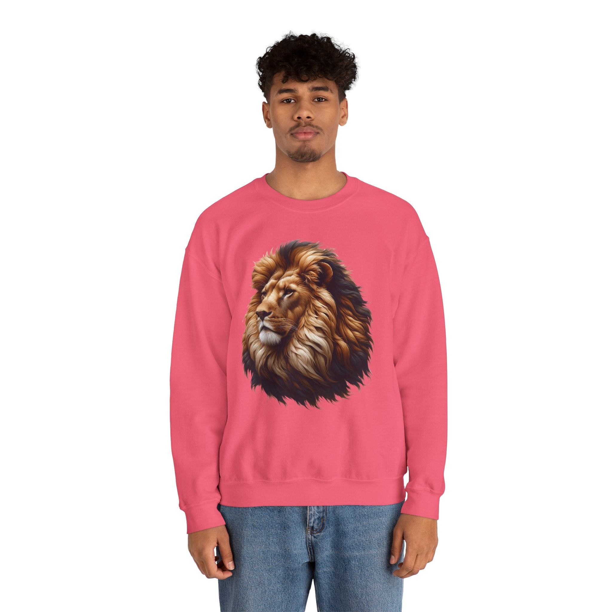 Lion Design Crewneck Sweatshirt - Relaxed Comfort for Animal Lovers