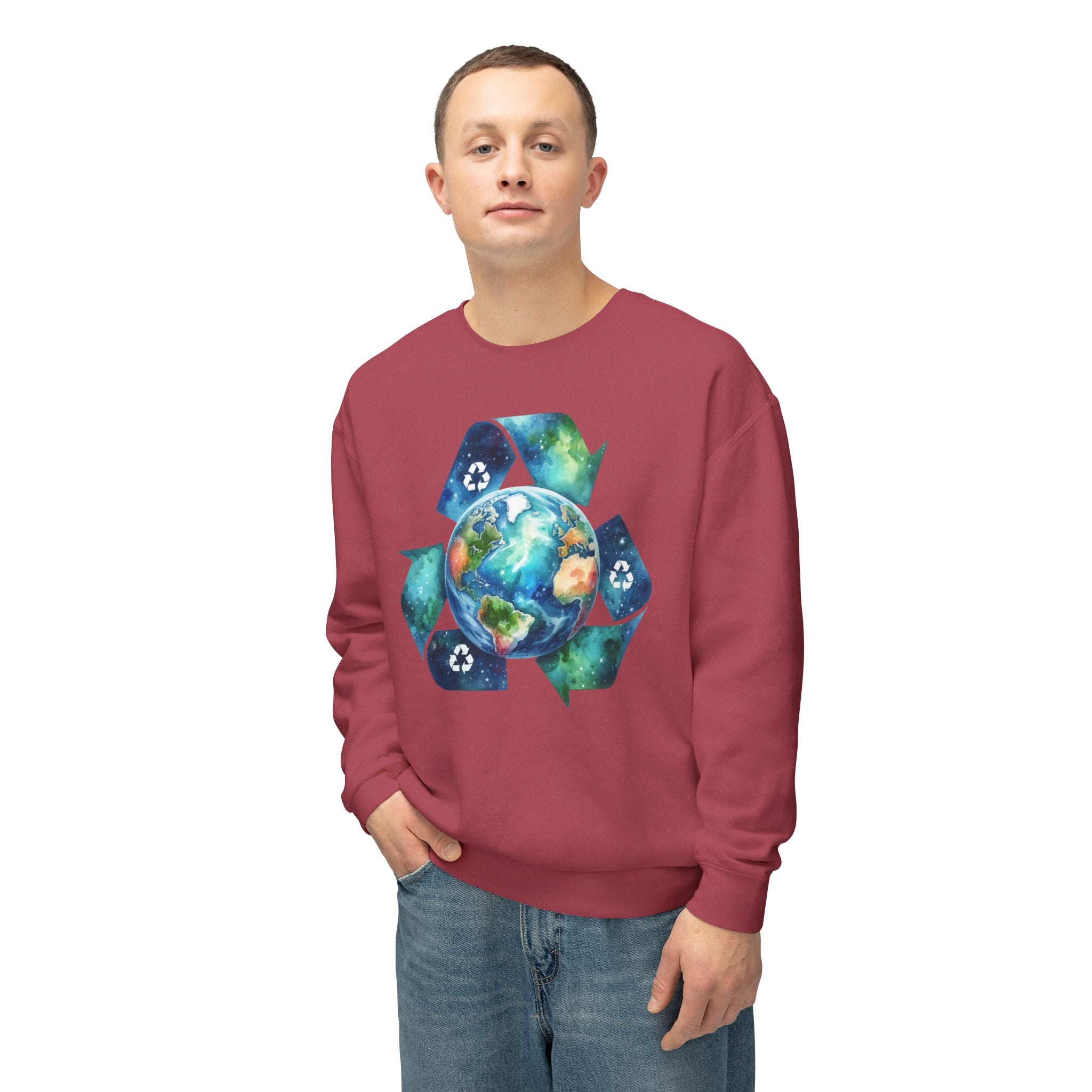 Eco-Friendly Earth Design Unisex Lightweight Crewneck Sweatshirt