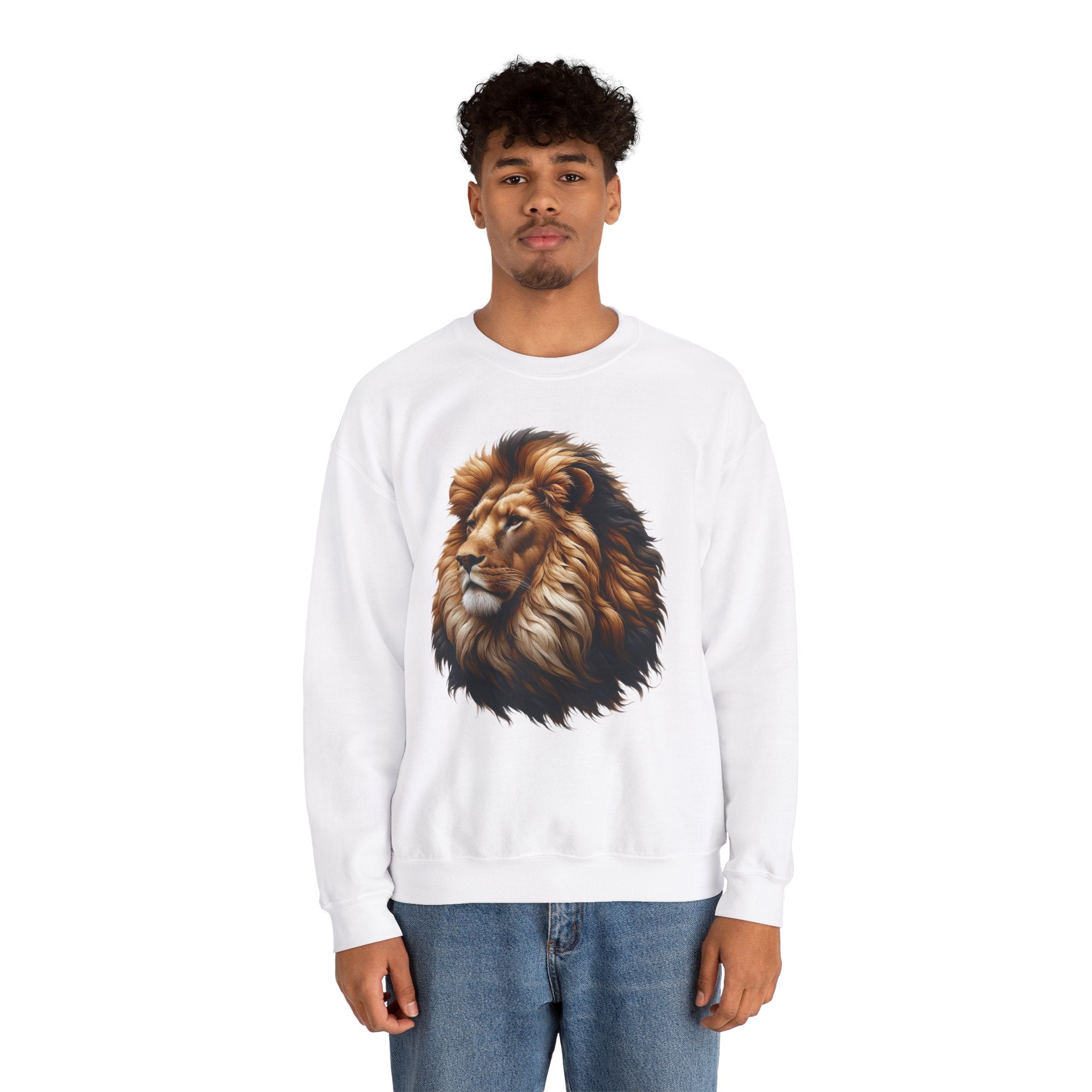 Lion Design Crewneck Sweatshirt - Relaxed Comfort for Animal Lovers