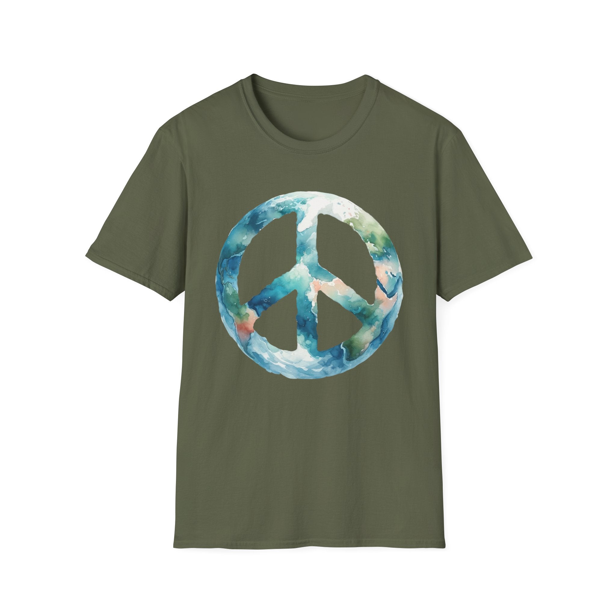 Earth Peace Sign Unisex T-Shirt - Watercolor Planet-Inspired