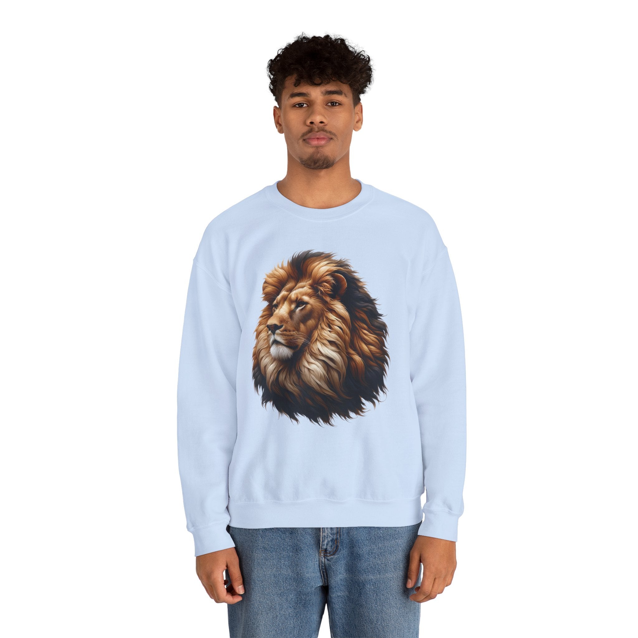 Lion Design Crewneck Sweatshirt - Relaxed Comfort for Animal Lovers