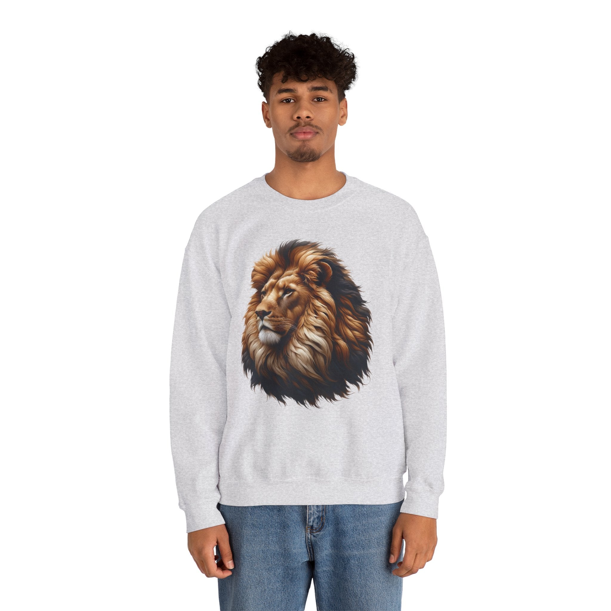 Lion Design Crewneck Sweatshirt - Relaxed Comfort for Animal Lovers