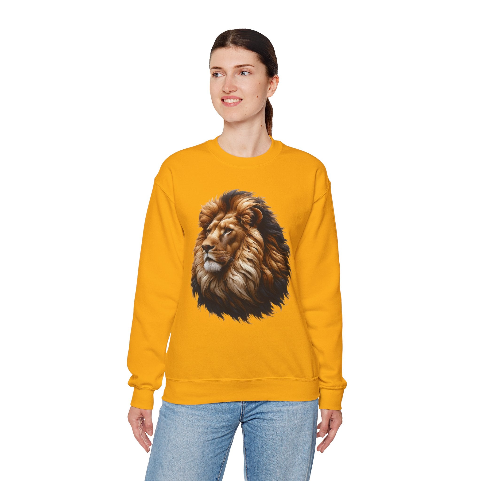 Lion Design Crewneck Sweatshirt - Relaxed Comfort for Animal Lovers