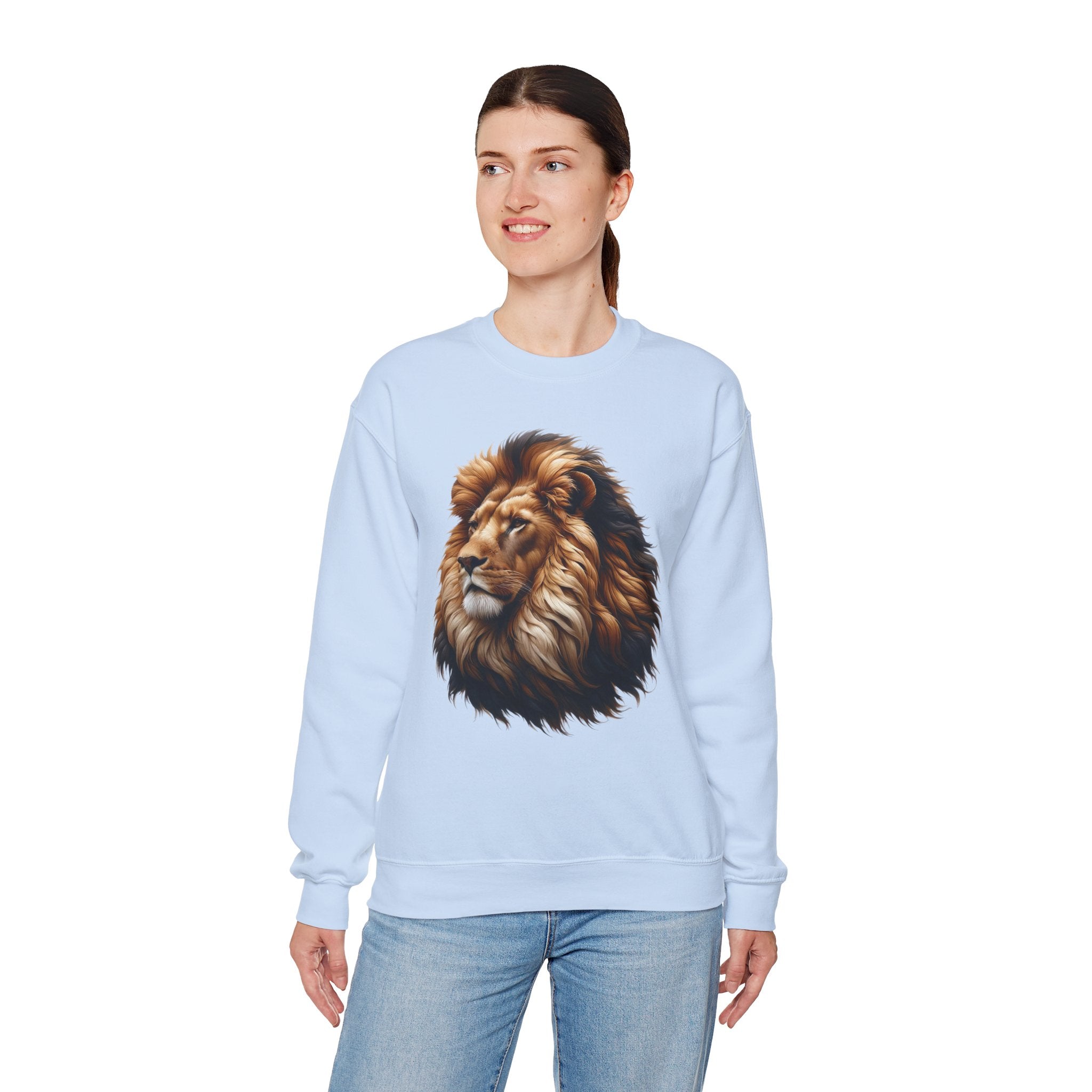 Lion Design Crewneck Sweatshirt - Relaxed Comfort for Animal Lovers