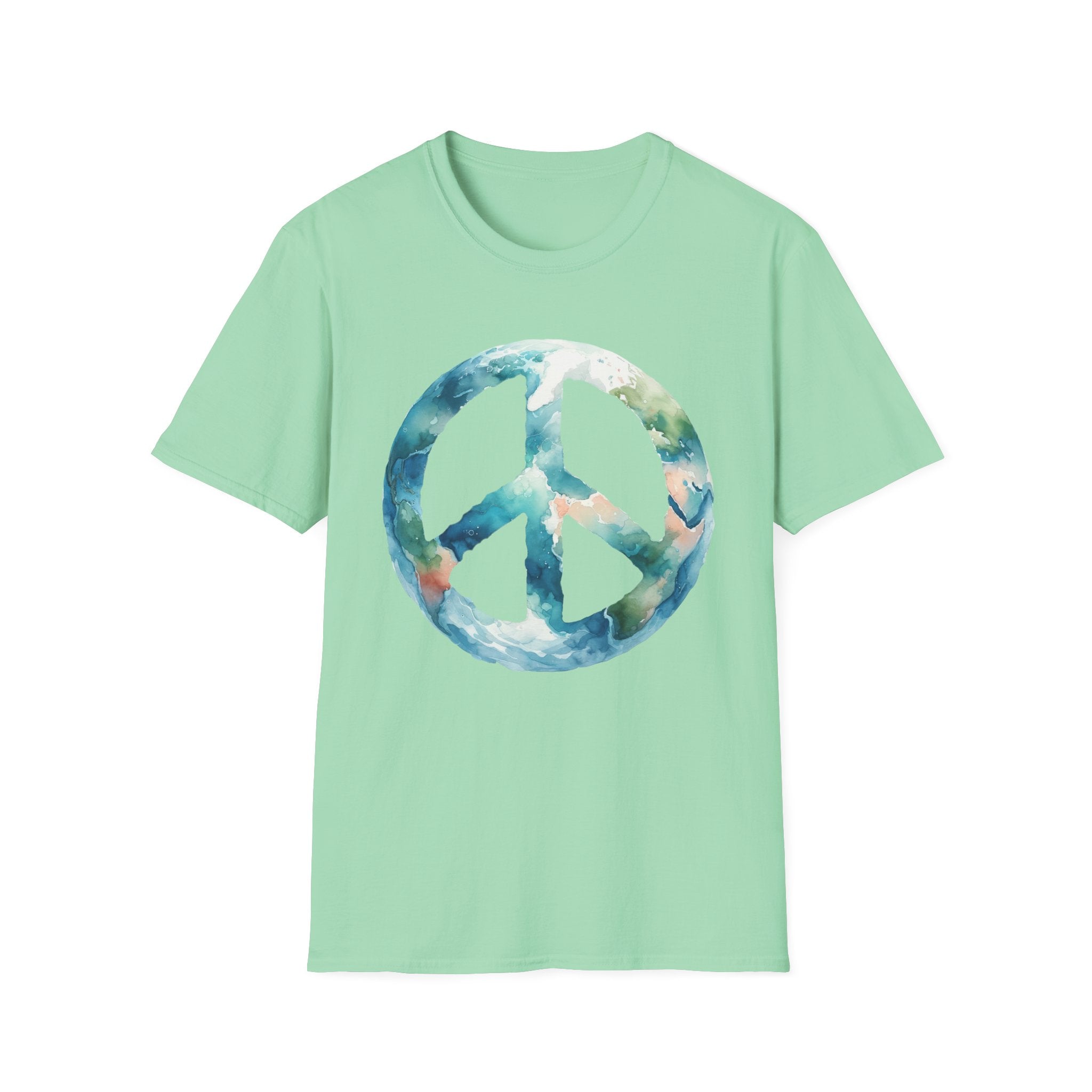 Earth Peace Sign Unisex T-Shirt - Watercolor Planet-Inspired