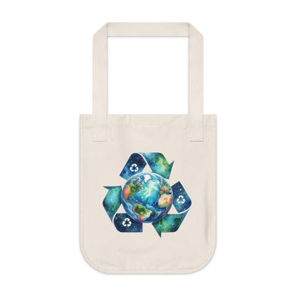 Eco-Friendly Organic Canvas Tote Bag - Recycle the Earth Design