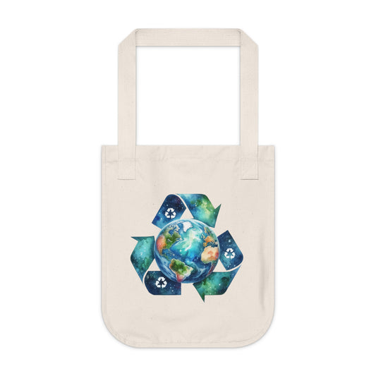 Eco-Friendly Organic Canvas Tote Bag - Recycle the Earth Design