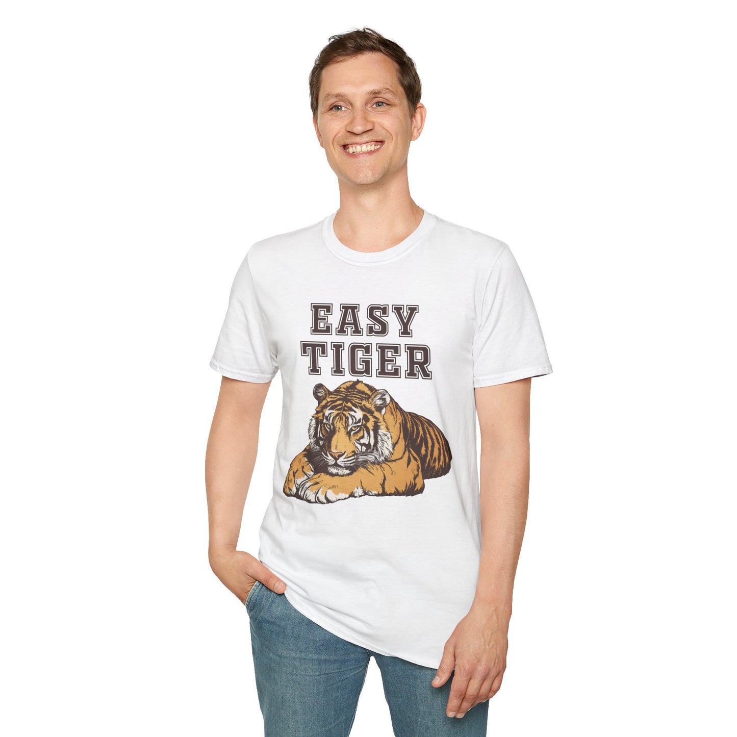 Easy Tiger Unisex Softstyle T-Shirt - Relaxed Graphic Tee for Animal Lovers