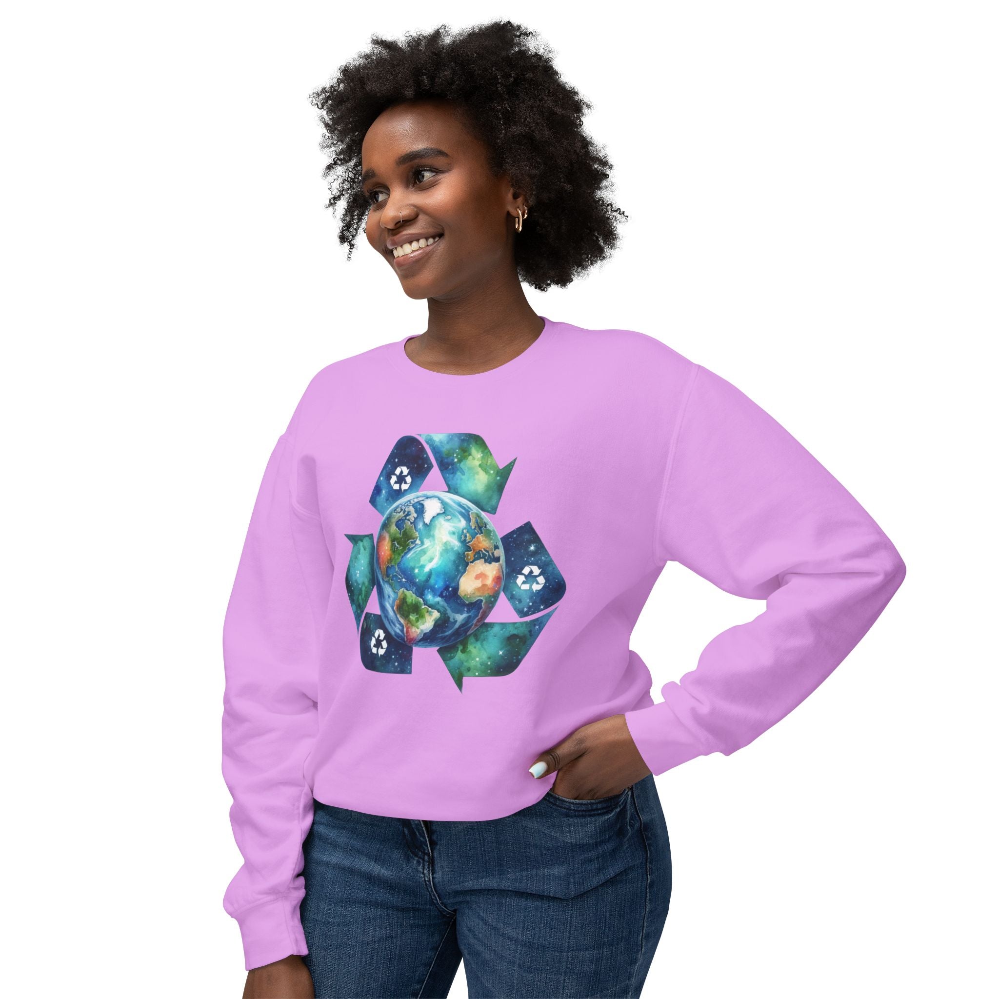 Eco-Friendly Earth Design Unisex Lightweight Crewneck Sweatshirt