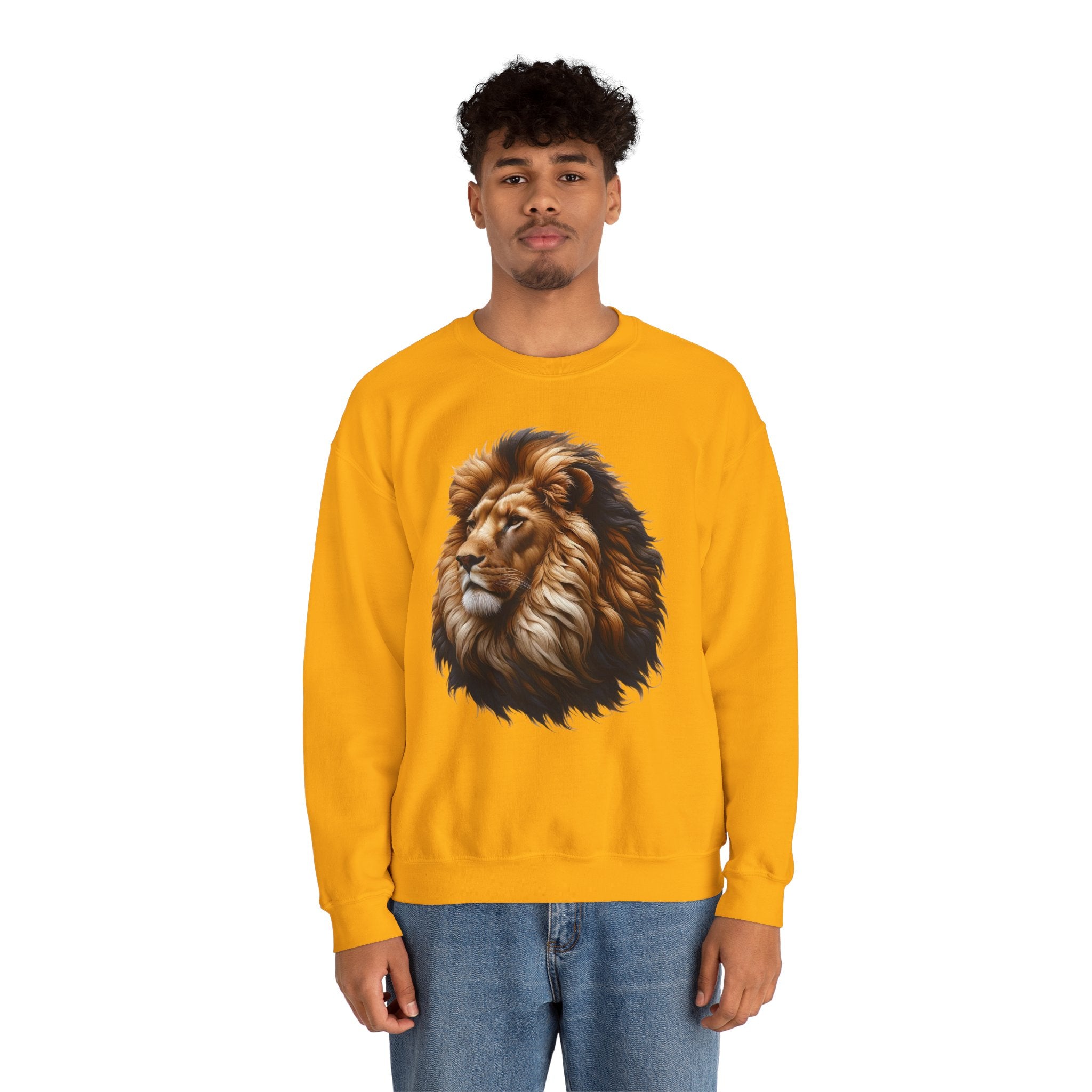Lion Design Crewneck Sweatshirt - Relaxed Comfort for Animal Lovers