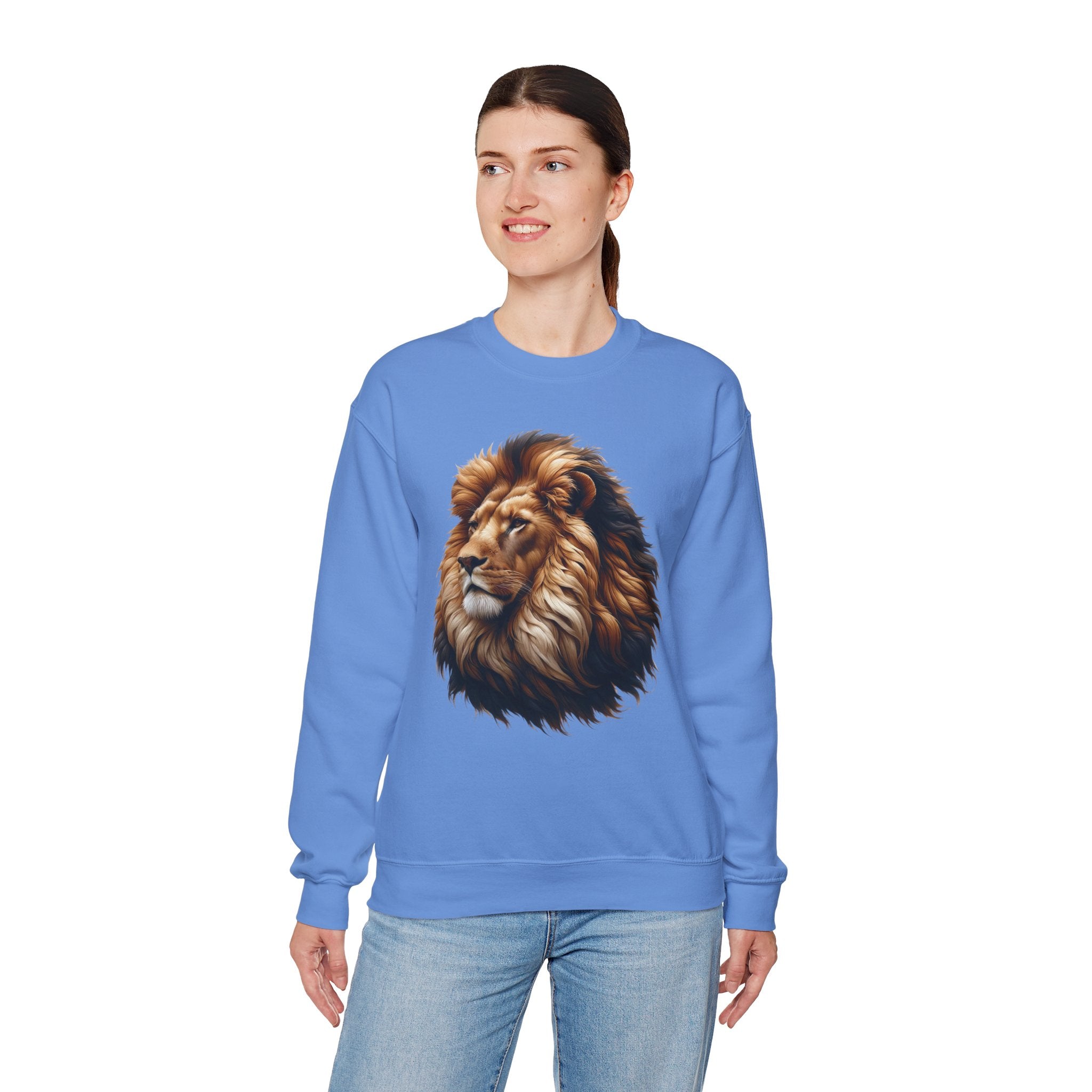 Lion Design Crewneck Sweatshirt - Relaxed Comfort for Animal Lovers
