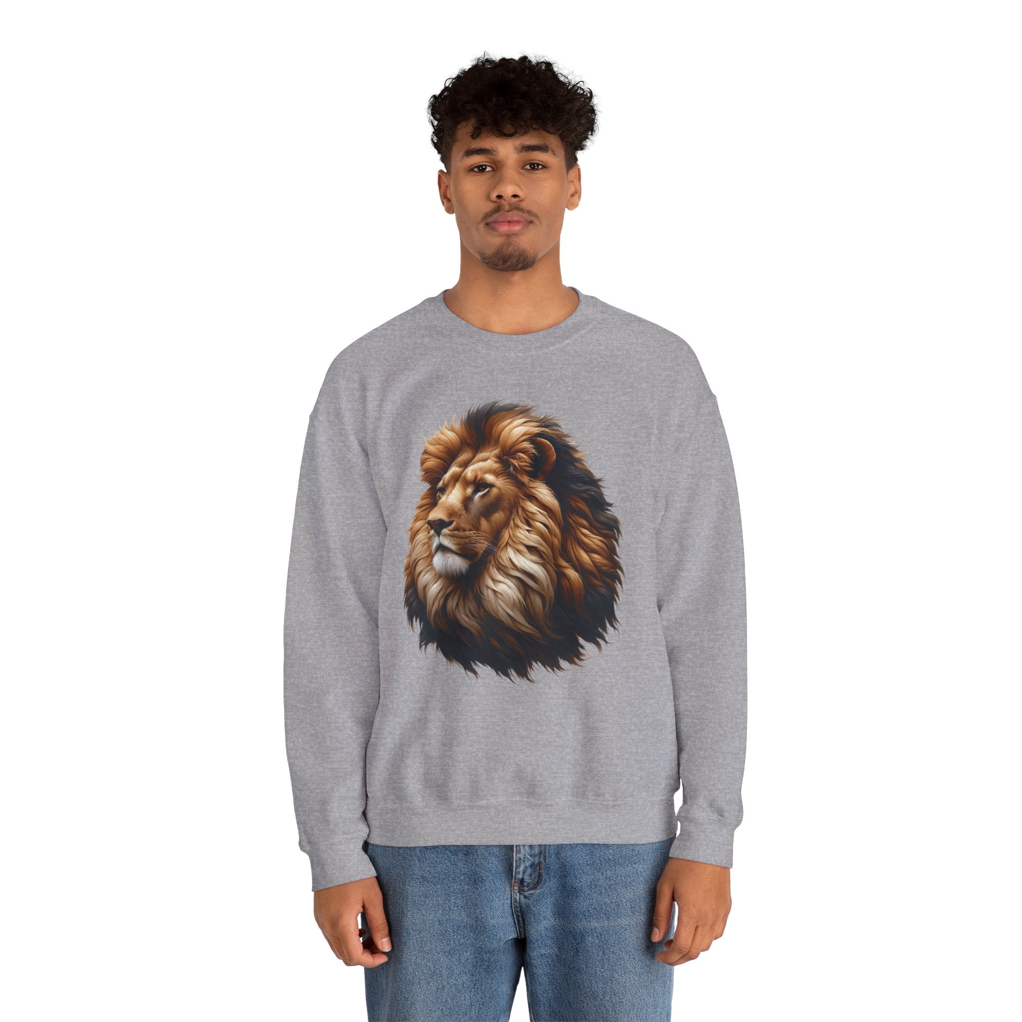 Lion Design Crewneck Sweatshirt - Relaxed Comfort for Animal Lovers