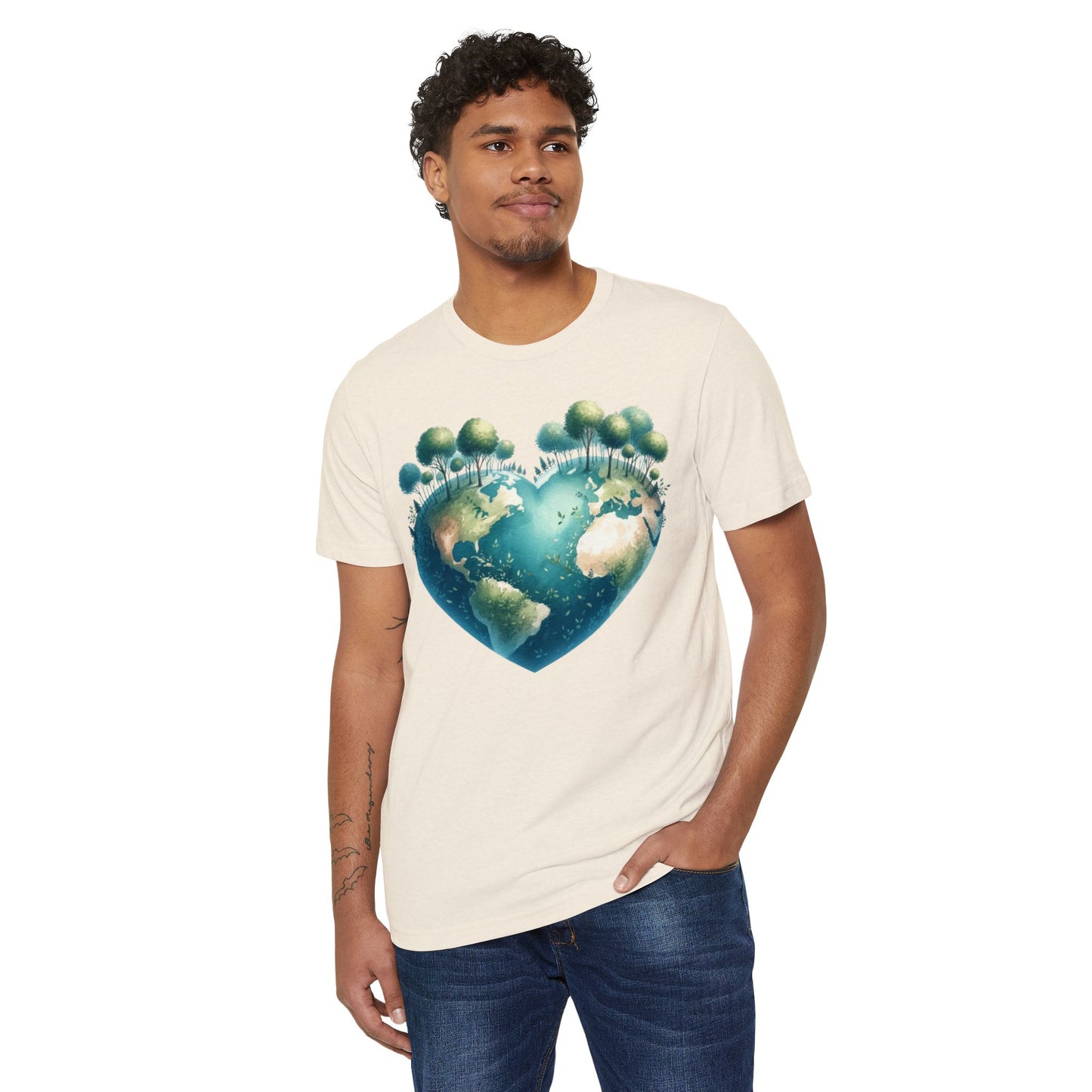 Eco-Friendly Heart Earth Unisex T-Shirt - Celebrate Nature & Sustainability