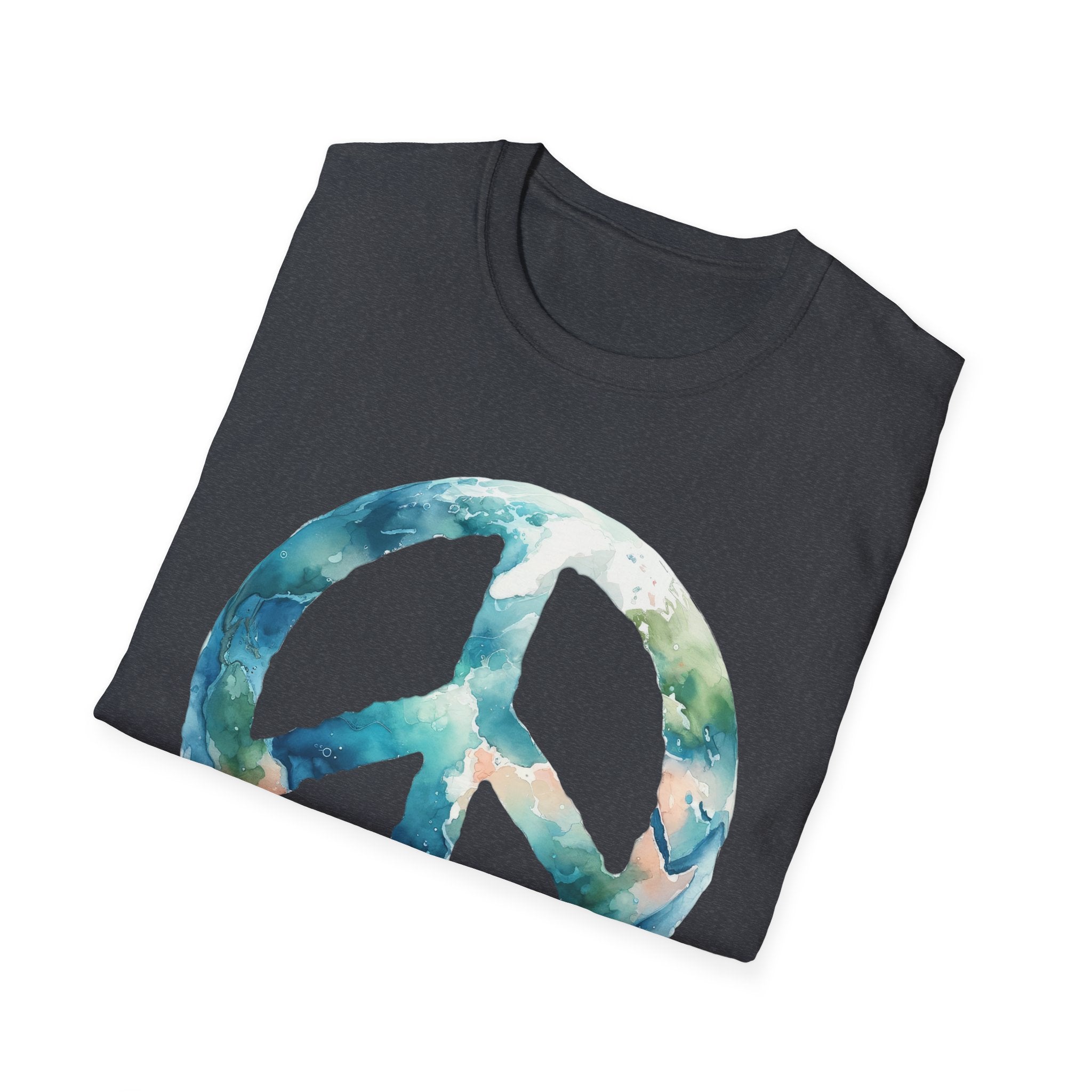 Earth Peace Sign Unisex T-Shirt - Watercolor Planet-Inspired